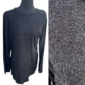 Carrie Allen Vintage Black Sweater Metallic Sparkle Shiny Size LARGE Tunic